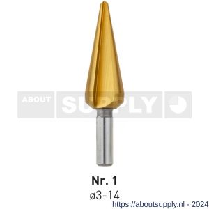 Rotec 420T HSS conische plaatboor Splitpoint nummer 1 3,0-14,0 mm TIN gecoat - S50906409 - afbeelding 1