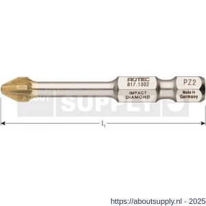 Rotec 817 Impact schroefbit Diamond E6.3 Pozidriv PZ 2x50 mm set 5 stuks - S50910734 - afbeelding 2