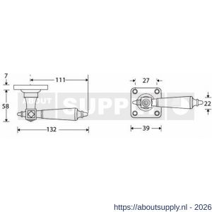 Wallebroek Mi Satori 00.0170.46 krukgarnituur Roman vierkant messing gepolijst gelakt-bakeliet - Y32101526 - afbeelding 2