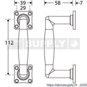 Wallebroek Mi Satori 00.4302.90 deurgreep Ton vierkant rozet messing mat zwart-teak - Y32103371 - afbeelding 2