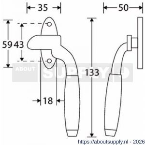Wallebroek Mi Satori 00.5711.90 raamboom met sluitplaat rechts Ton teak messing mat zwart - Y32107291 - afbeelding 2
