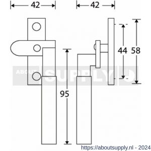 Wallebroek Mi Satori 00.5825.90 raamboom met sluitplaat rechts Bauhaus messing mat nikkel ongelakt - Y32107253 - afbeelding 1