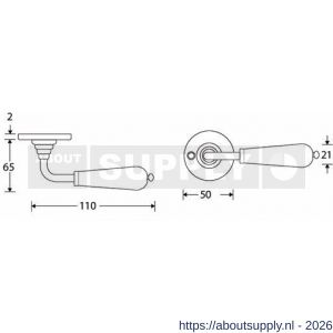 Wallebroek Merigous 80.0055.46 krukgarnituur porselein Evelyne messing glans nikkel-wit - Y32101168 - afbeelding 2