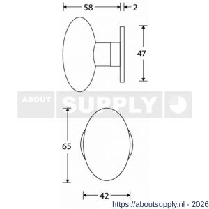 Wallebroek Merigous 80.0077.46 knopgarnituur porselein Evelyne messing gepolijst ongelakt-ivoor - Y32101139 - afbeelding 2