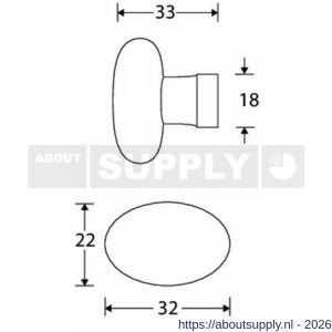 Wallebroek Merigous 80.8198.90 meubelknop porselein Ovaal 33 mm messing gepolijst ongelakt-appelgroen - Y32106409 - afbeelding 2