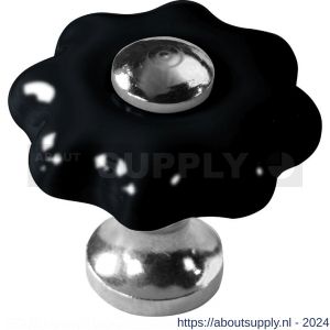 Wallebroek Merigous 80.8132.90 meubelknop porselein Fleur messing glans nikkel-zwart - Y32106299 - afbeelding 1