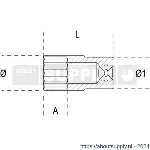Beta 910AS/L dopsleutel 3/8 inch twaalfkant lang model 1/2 inch 910AS-L 1/2 - Y51280603 - afbeelding 2