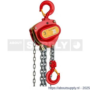 Delta Red Premium handkettingtakel 3 ton met 3 m hijshoogte 1 part 1,5x sneller hijsen - S53101369 - afbeelding 1