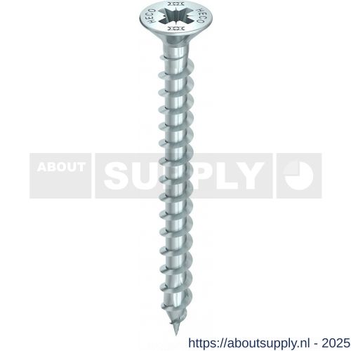 Heco-Topix-Plus spaanplaatschroef 5,0x120 mm platverzonken kop met freesholtes Pozi-Drive PZD 2 variabele voldraad verzinkt blauw A3K 100 stuks VARIANTA verpakking - S50802863 - afbeelding 1