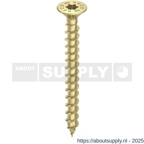 Heco-Topix-Plus spaanplaatschroef 3,5x40 mm platverzonken kop met freesholtes Heco-Drive HD 20 variabele voldraad verzinkt geel A3L 500 stuks VARIANTA verpakking - S50803163 - afbeelding 1