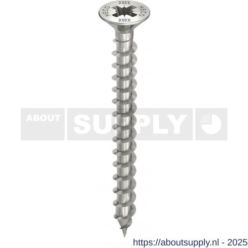 Heco-Topix-Plus RVS A2 spaanplaatschroef 5,0x60 mm platverzonken kop met freesholtes Pozi-Drive PZD 2 variabele voldraad blank glijcoating 200 stuks VARIANTA verpakking - S50803020 - afbeelding 1