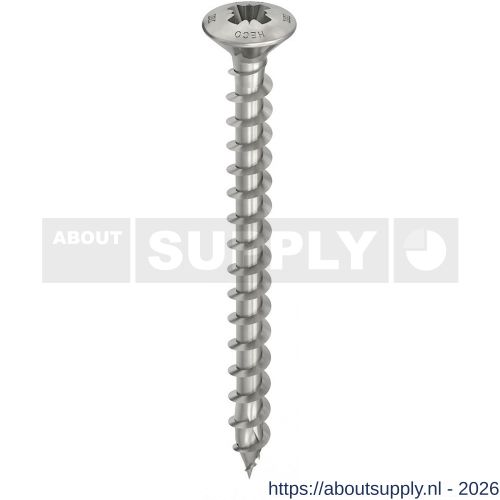 Heco-Topix-Plus RVS A2 spaanplaatschroef 3,5x20 mm platverzonken lenskop met freesholtes Pozi-Drive PZD 2 variabele voldraad blank glijcoating 200 stuks SKV-klein verpakking - S50803293 - afbeelding 1