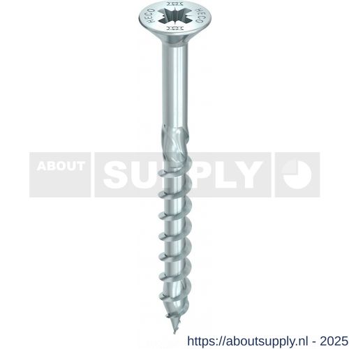 Heco-Topix-Plus spaanplaatschroef 4,0x30 mm platverzonken kop met freesholtes Pozi-Drive PZD 2 deeldraad verzinkt blauw A3K 1000 stuks VARIANTA verpakking - S50802808 - afbeelding 1