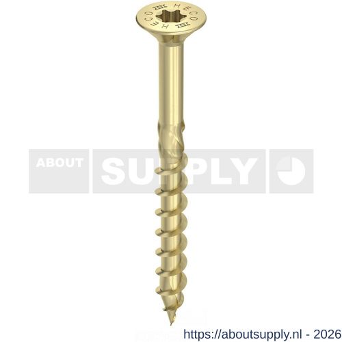 Heco-Topix-Plus spaanplaatschroef 4,0x70 mm platverzonken kop met freesholtes Heco-Drive HD 20 deeldraad verzinkt geel A3L 200 stuks VARIANTA verpakking - S50803206 - afbeelding 1