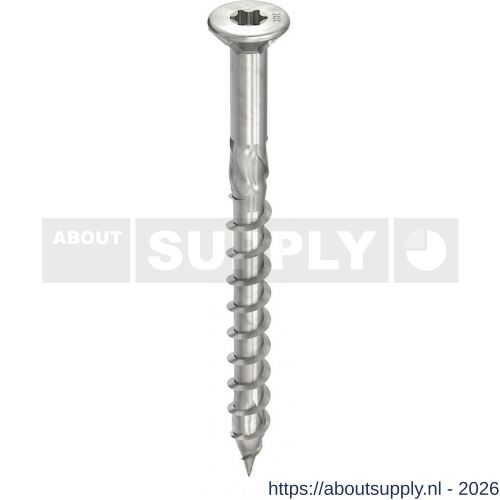 Heco-Topix-Plus RVS A2 5,0x60 mm vlonderschroef platverzonken kop met freesribben Heco-Drive HD 20 deeldraad blank glijcoating 350 stuks Kunststof box - S50803357 - afbeelding 1