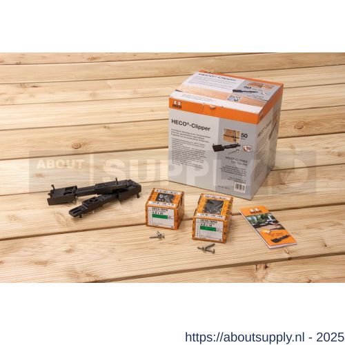 Heco-clipperset inbouwhoogte 15 mm met 50x Heco-clipper, 150x Heco-Topix-Plus RVS A2 4,0x25 mm en 100x Heco-Topix-Plus RVS A2 4,0x30 mm - S50803375 - afbeelding 1