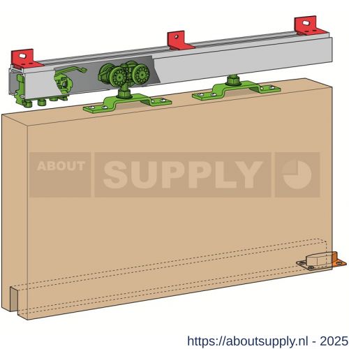 Henderson H100E/30AN verpakte 280-Husky schuifdeurbeslag set 3000 mm aluminium geanodiseerd 100 kg - S20300154 - afbeelding 1