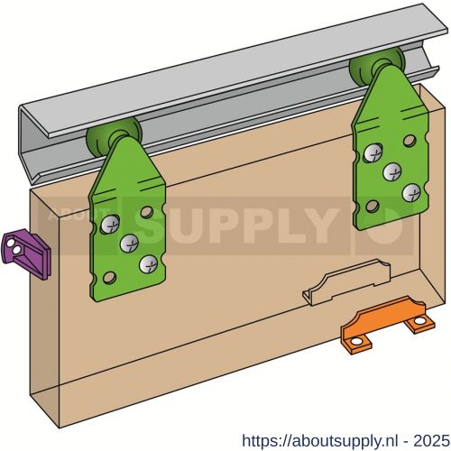 Henderson ST18/EU verpakte schuifdeurbeslag set Single Top 1800 mm voor houten deuren 45 kg - S20300181 - afbeelding 1