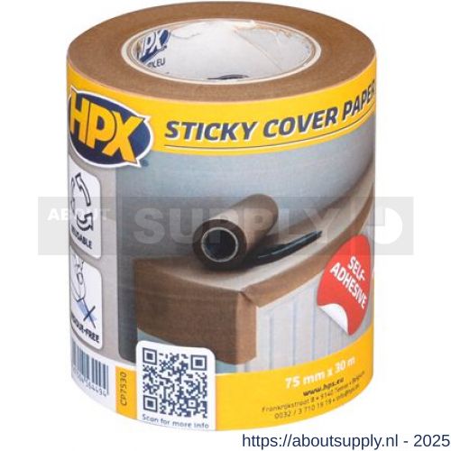 HPX zelfklevend afplak-afdekpapier 74 mm x 30 m - S51700284 - afbeelding 1