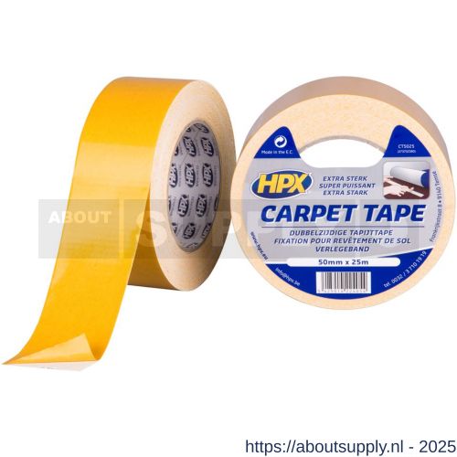 HPX dubbelzijdig tapijttape wit 50 mm x 25 m - S51700161 - afbeelding 1