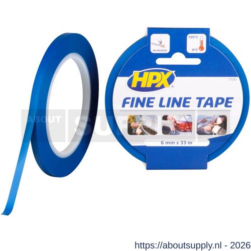 HPX Fine Line tape hittebestendige lineerband blauw 6 mm x 33 m - S51700059 - afbeelding 1
