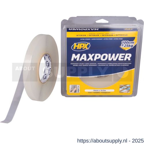 HPX Max Power montage bevestigingstape transparant 19 mm x 16,5 m - S51700135 - afbeelding 1