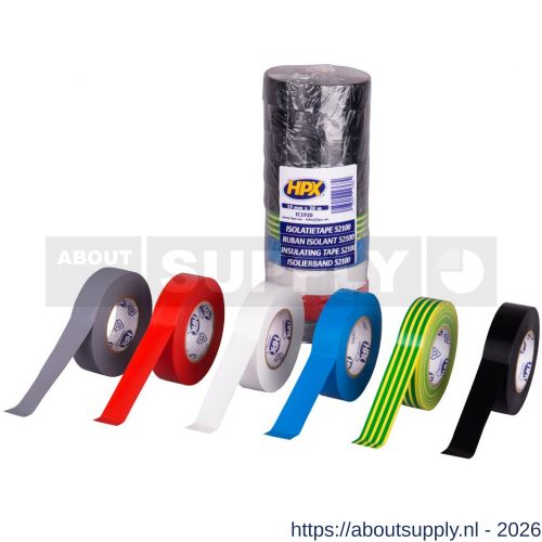 HPX PVC isolatietape VDE gemengd 19 mm x 20 m set van 10 - S51700090 - afbeelding 1