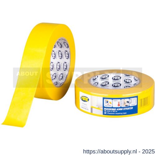 HPX Masking 4300 Stucco afplakband masking tape geel 36 mm x 50 m - S51700294 - afbeelding 1