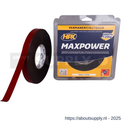HPX Max Power Outdoor montage bevestigingstape zwart 19 mm x 16,5 m - S51700138 - afbeelding 1