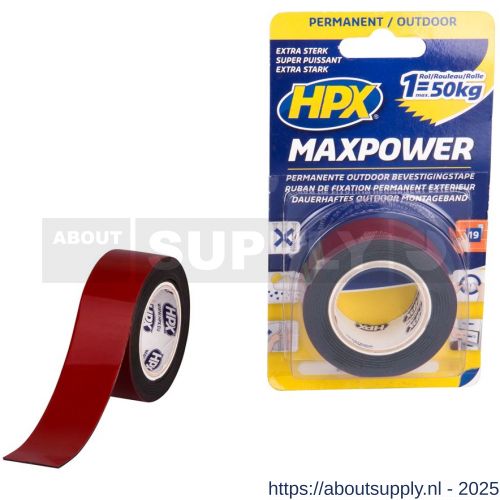 HPX Max Power Outdoor montage bevestigingstape zwart 25 mm x 1,5 m - S51700136 - afbeelding 1