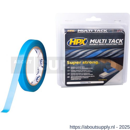 HPX dubbelzijdige Multi-tack polyester tape semi-transparant 12 mm x 5 m - S51700140 - afbeelding 1