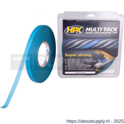 HPX dubbelzijdige Multi-tack polyester tape semi-transparant 12 mm x 25 m - S51700141 - afbeelding 1