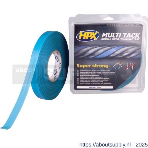 HPX dubbelzijdige Multi-tack polyester tape semi-transparant 19 mm x 25 m - S51700139 - afbeelding 1
