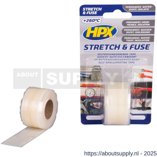HPX Stretch en Fuse zelfvulkaniserende afdichtingstape transparant 25 mm x 3 m - S51700009 - afbeelding 1