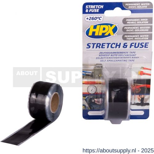 HPX Stretch en Fuse zelfvulkaniserende afdichtingstape zwart 25 mm x 3 m - S51700011 - afbeelding 1