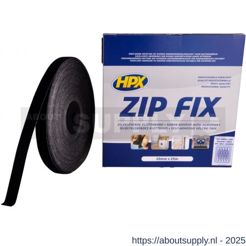 HPX Zip Fix klittenband lus zwart 20 mm x 25 m - S51700120 - afbeelding 1