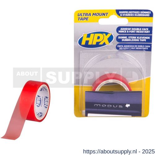 HPX Ultra Mount polyester bevestigingstape transparant 19 mm x 1,5 m - S51700144 - afbeelding 1