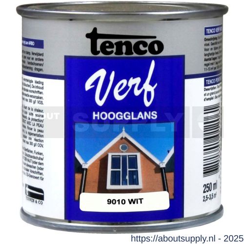 TencoVerf lakverf dekkend hoogglans RAL 9010 wit 0,25 L blik - S40710336 - afbeelding 1