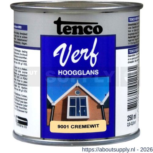 TencoVerf lakverf dekkend hoogglans RAL 9010 cremewit 0,25 L blik - S40710338 - afbeelding 1