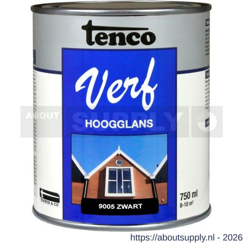 TencoVerf lakverf dekkend hoogglans RAL 9005 zwart 0,75 L blik - S40710341 - afbeelding 1