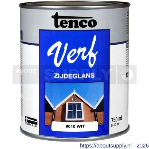 TencoVerf lakverf dekkend zijdeglans RAL 9010 wit 0,75 L blik - S40710355 - afbeelding 1