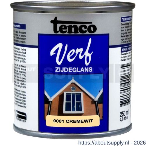 TencoVerf lakverf dekkend zijdeglans RAL 9001 cremewit 0,25 L blik - S40710356 - afbeelding 1