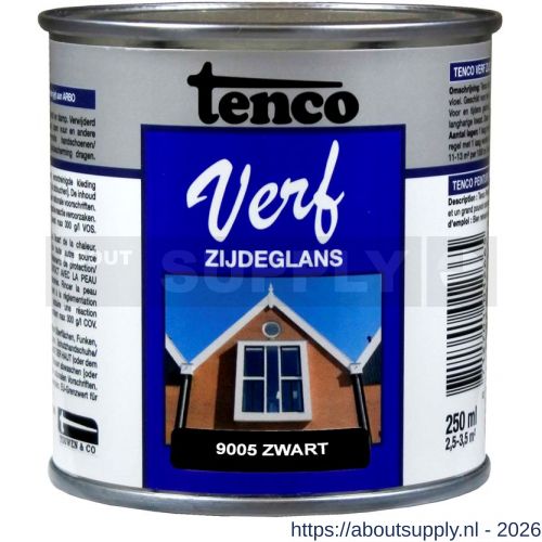 TencoVerf lakverf dekkend zijdeglans RAL 9005 zwart 0,25 L blik - S40710358 - afbeelding 1