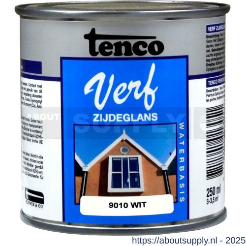 TencoVerf lakverf dekkend zijdeglans RAL 9010 wit 0,25 L blik - S40710366 - afbeelding 1