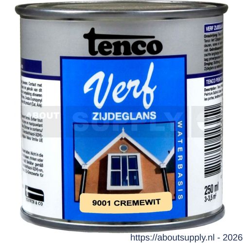 TencoVerf lakverf dekkend zijdeglans RAL 9001 cremewit 0,25 L blik waterbasis - S40710368 - afbeelding 1
