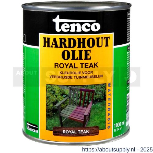 Tenco Hardhoutolie meubelolie waterbasis royal teak 1 L blik - S40710303 - afbeelding 1
