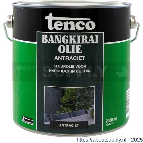 Tenco Bangkirai hardhoutolie waterbasis antraciet 2,5 L blik - S40710297 - afbeelding 1