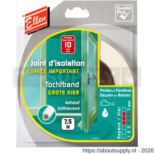 Ellen tochtprofiel tochtband zelfklevend EPDM D-WT 7,5 m grote kier - S51010257 - afbeelding 1
