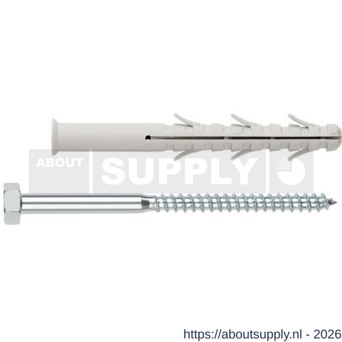 Index TC-6E kozijnplug met verzonken kop schroef 10x100 mm nylon - S40901103 - afbeelding 1