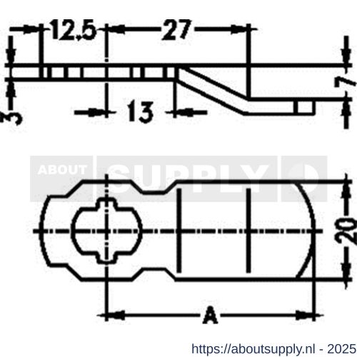 Evva sluitlip geknikt 7 mm Ax20x3 mm - S22102560 - afbeelding 1